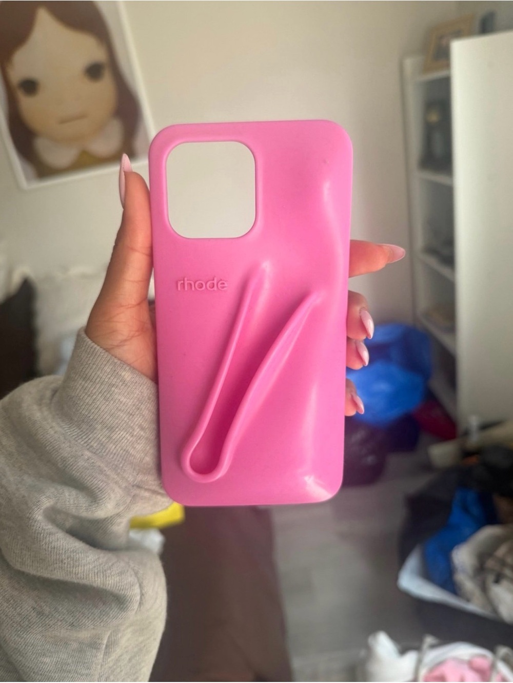 RHODE Hot Pink Silicone Phone Case with Lio Holder